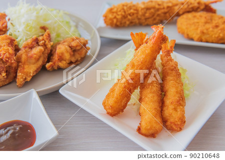 Fried shrimp fried food tableware food image material 90210648