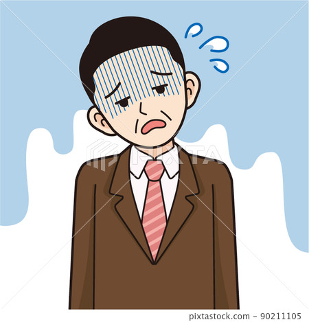 疲憊的中年男商人_線描 90211105