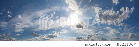 Cloudscape skyline. Blue day sky with clouds 90211367