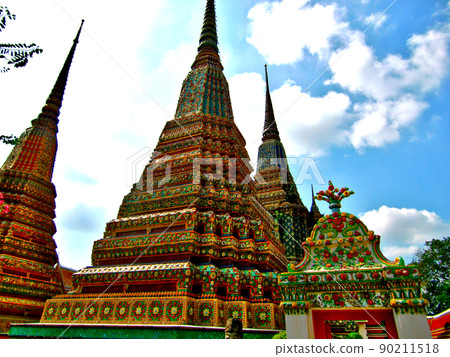 Buddhist pagoda in Wat Pho, Bangkok, Thailand 90211518