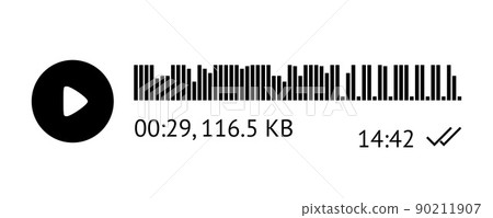 Recording of audio message template. UI element of audio record for smartphones. Vector illustration Recording of audio message template. UI element of audio record for smartphones. Vector illustration 90211907