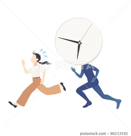 A woman chased by time - Stock Illustration [90213592] - PIXTA