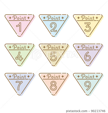Triangle number icon set 1-9 POINT (pastel... - Stock Illustration ...