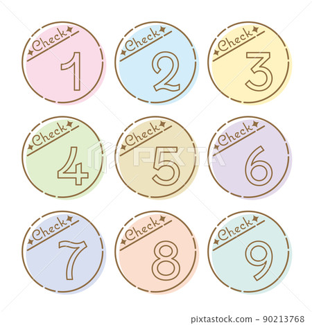 Circular number icon set 1-9 CHECK (pastel color, colorful) Circular number icon set 1-9 CHECK (pastel color, colorful) 90213768