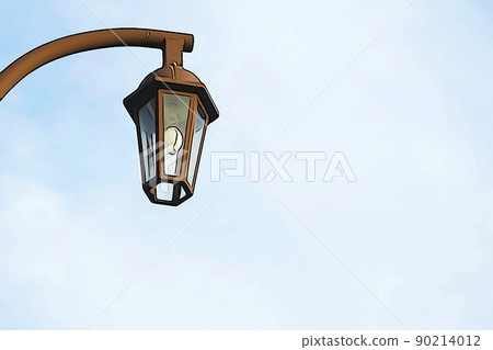 柔和的“風景藍天路燈”插圖圖像 90214012