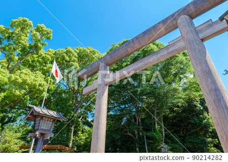 The blue sky in early summer and the torii gate of Kashima Jingu Shrine May The blue sky in early summer and the torii gate of Kashima Jingu Shrine May 90214282