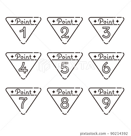 三角形數字圖標集 1-9 點（單色） 90214392