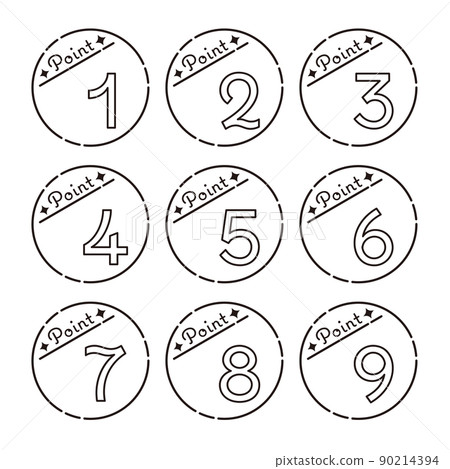 圓形數字圖標集 1-9 點（單色） 90214394