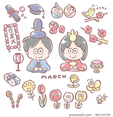 [March illustration] Hinamatsuri, graduation, tulips, etc. 90214736