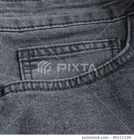 Close up detail of pocket of light black jeans Close up detail of pocket of light black jeans 90215199