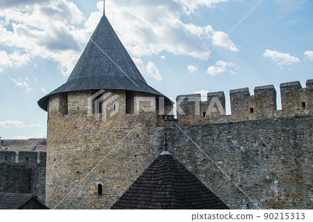 view of an ancient stone fortress 90215313