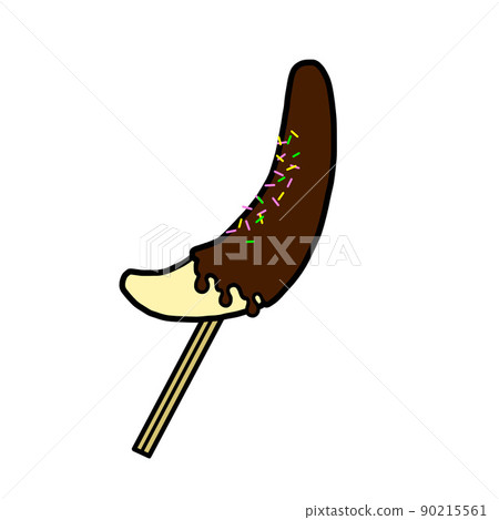 Illustration of banana with chocolate (chocolate banana) often seen at festivals 90215561