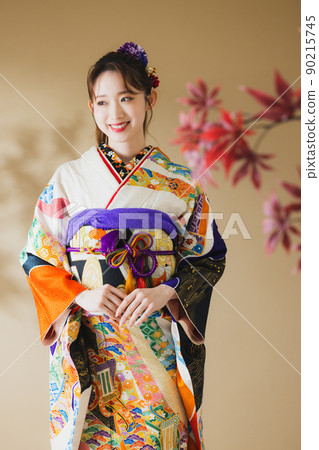 Furisode 黑色 Noshi 模式 90215745