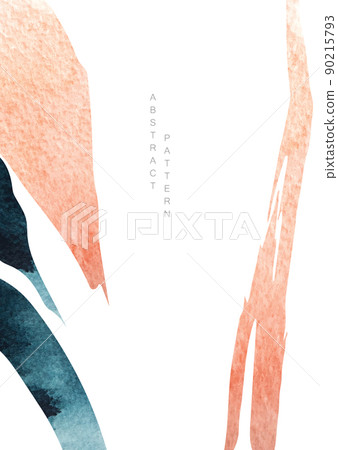 Blue and pink brush stroke texture with ocean wave pattern in vintage style. Abstract art landscape banner design with watercolor texture vector. 90215793