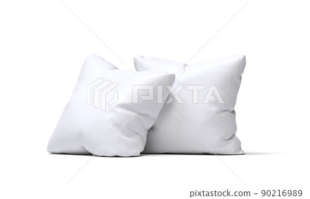 Two white pillows on a white background. 3D image 90216989