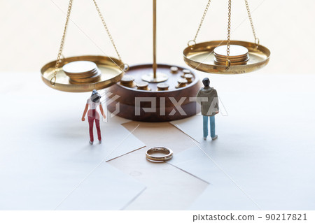 Divorced couple Divorced couple Money division image Divorced couple Divorced couple Money division image 90217821