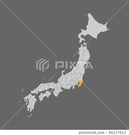 Chiba prefecture highlighted on the map of Japan 90217912