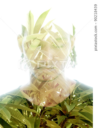 Surreal portrait of a man in a contemplative state Surreal portrait of a man in a contemplative state 90218439