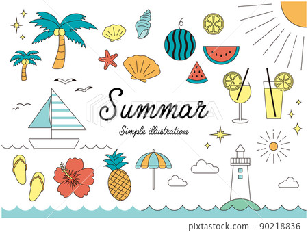 夏天的可愛簡單插圖 90218836