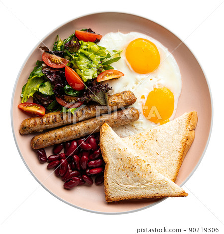 Isolated portion of english breakfast with eggs Isolated portion of english breakfast with eggs 90219306