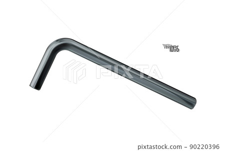 Realistic Dark Hex or inbus key, metal tool isolated on white background. Vector illustration. 90220396