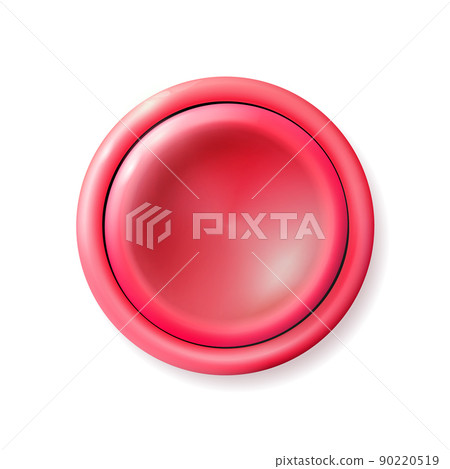 Realistic matte pink button. Plastic Circle Ui component. Vector illustration for your design. 90220519