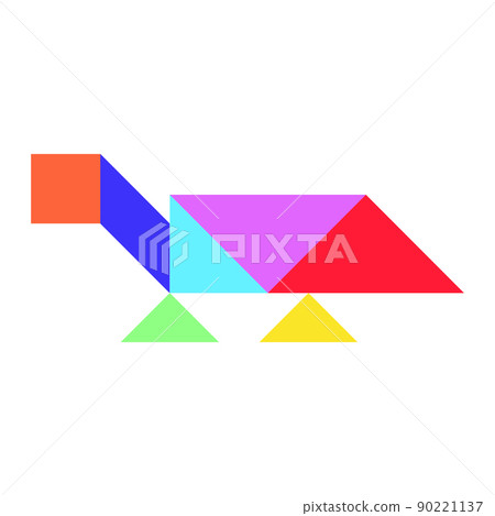 Color tangram puzzle in turtle or tortoise shape on white background (Vector) 90221137
