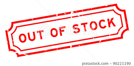 Grunge red out of stock word rubber seal stamp on white background 90221190
