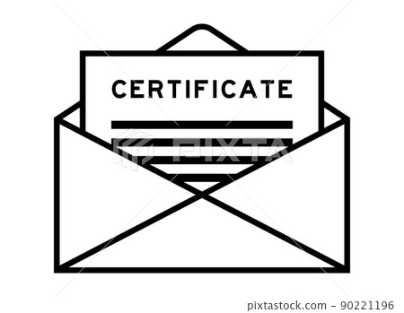 Envelope and letter sign with word certificate as the headline 90221196
