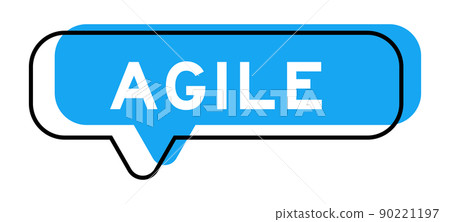 Speech banner and blue shade with word agile on white background 90221197