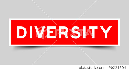 Sticker label with word diversity in red color on gray background Sticker label with word diversity in red color on gray background 90221204