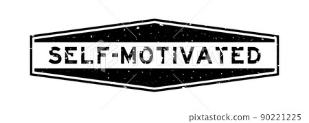 Grunge black self motivated word hexagon rubber seal stamp on white background 90221225