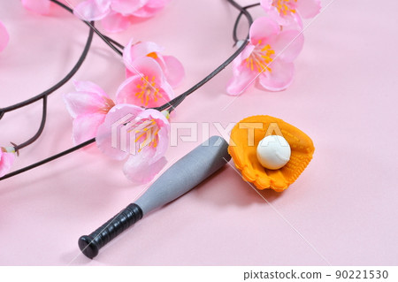 Image of spring high school baseball with cherry blossoms and baseball equipment Image of spring high school baseball with cherry blossoms and baseball equipment 90221530