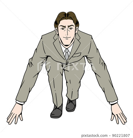 美國漫畫風格的奔跑姿勢的商人 90221807