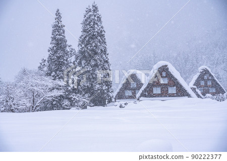 《Gifu Prefecture》 Snow-covered Shirakawa-go / winter gassho-zukuri village 90222377