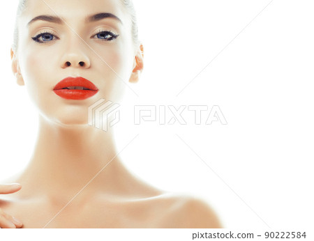 young pretty brunette real woman closeup isolated on white background. Fancy fashion makeup, natural look spa young pretty brunette real woman closeup isolated on white background. Fancy fashion makeup, natural look spa 90222584