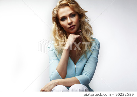 young pretty stylish blond girl posing emotional isolated on white background happy smiling cool smile, lifestyle people concept close up young pretty stylish blond girl posing emotional isolated on white background happy smiling cool smile, lifestyle people concept close up 90222589