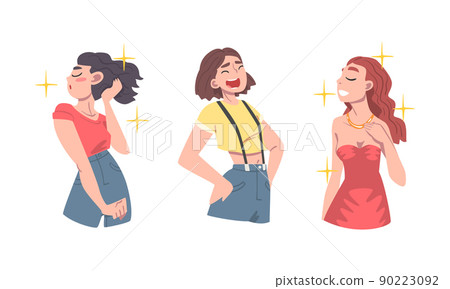 Proud Woman with Head High and Laughing Out Loud Vector Set Proud Woman with Head High and Laughing Out Loud Vector Set 90223092