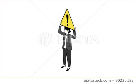 Illustration, isometric, vector of a woman with a caution mark Illustration, isometric, vector of a woman with a caution mark 90223182