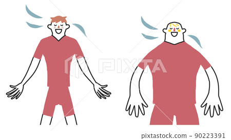 在微風中放鬆的運動員或俱樂部活動學生插圖素材 90223391