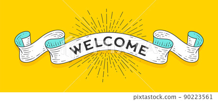 Welcome. Vintage ribbon with text Welcome 90223561
