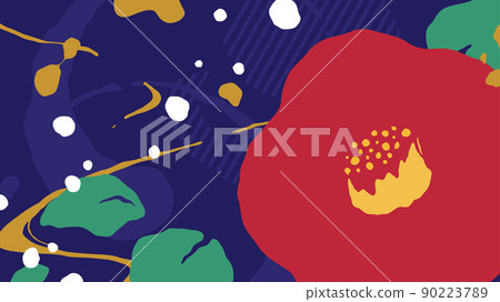 Background illustration inspired by Japanese-style camellia liquid animation_16: 9 90223789