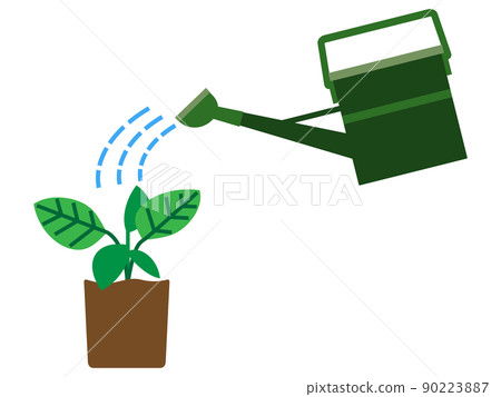 Illustration of watering seedlings with a watering can 90223887