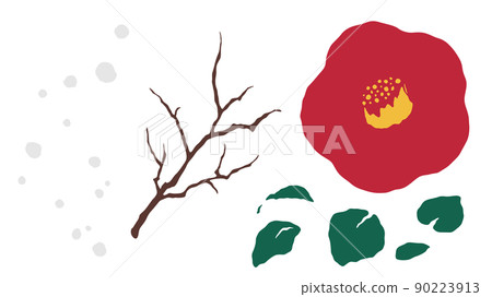 Japanese style camellia illustration material set with the image of liquid animation Japanese style camellia illustration material set with the image of liquid animation 90223913
