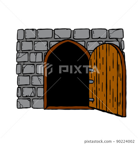 Door of castle. Entrance to fairy tale fortress or stone medieval old wall. Door of castle. Entrance to fairy tale fortress or stone medieval old wall. 90224002