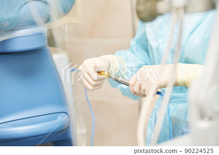 Ophthalmology laser microscope operation. Doctor surgery in clinic Ophthalmology laser microscope operation. Doctor surgery in clinic 90224525