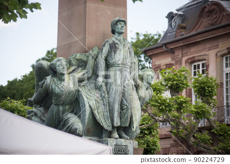 Closeup of bronze statue of the famous general leclerc hero of the second world war 90224729