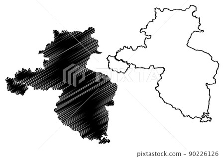 Palakkad district (Kerala State, Republic of India) map vector illustration, scribble sketch Palakkad map 90226126