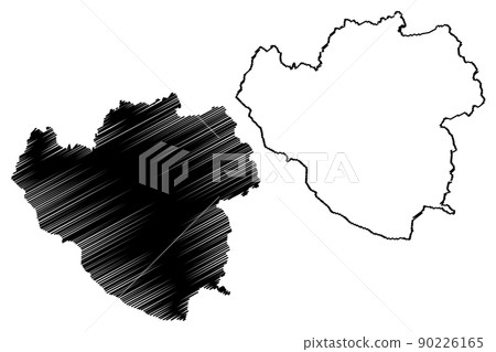 Pauri Garhwal district (Uttarakhand or Uttaranchal State, Republic of India) map vector illustration, scribble sketch Garhwal map 90226165