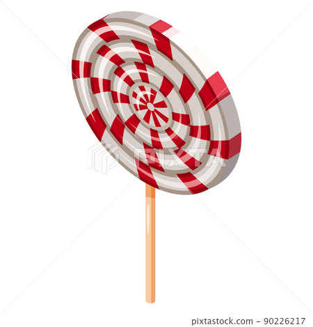 Lollipop Swirl Candy Spiral Isometric. Sweet spiral striped caramel, on stick, vector cartoon style Lollipop Swirl Candy Spiral Isometric. Sweet spiral striped caramel, on stick, vector cartoon style 90226217
